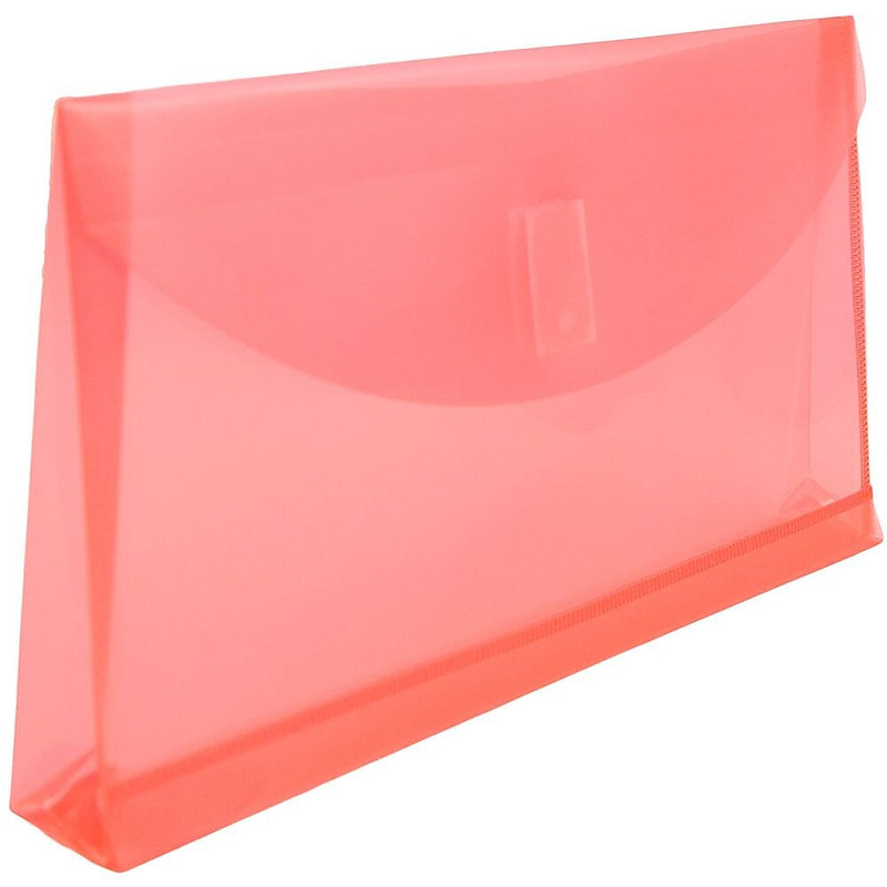 JAM Paper® Plastic Envelopes with Hook & Loop, #10 Booklet Wallet, 5.25 x 10 with 1 Inch Expansion, Red, 12/Pack (921V1re)