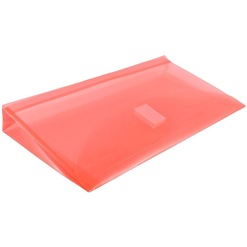 JAM Paper® Plastic Envelopes with Hook & Loop, #10 Booklet Wallet, 5.25 x 10 with 1 Inch Expansion, Red, 12/Pack (921V1re)