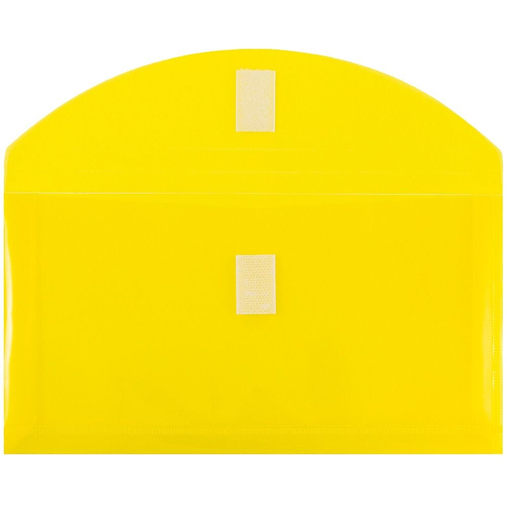JAM Paper Standard Plastic Filing Envelope with Hook & Loop Closure, Letter, Yellow, 12/Pack (921V1YE)