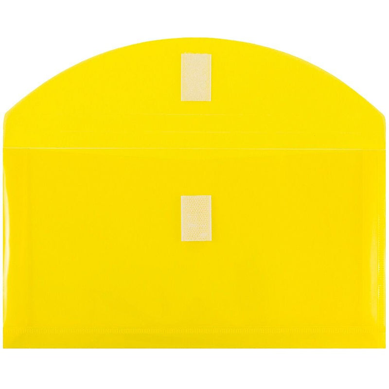 JAM Paper Standard Plastic Filing Envelope with Hook & Loop Closure, Letter, Yellow, 12/Pack (921V1YE)