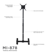 Mount-It! Pedestal TV Stand, Screens up to 42", Black (MI-878)