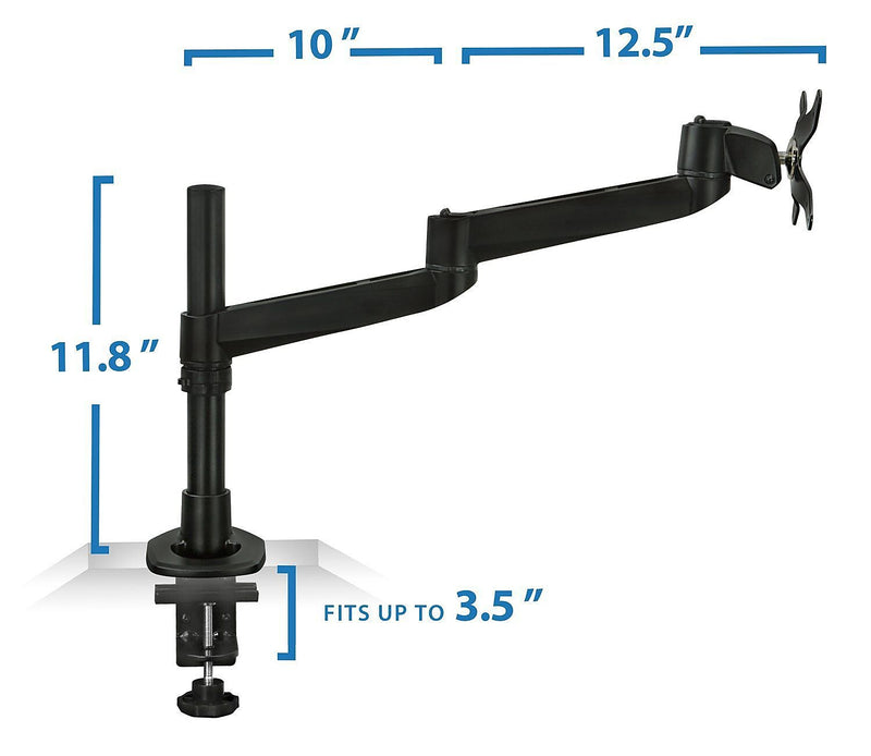 Mount-It! Modular Mount Adjustable Monitor Arm, Up to 30" Monitors, Black (MI-33111-BLK)