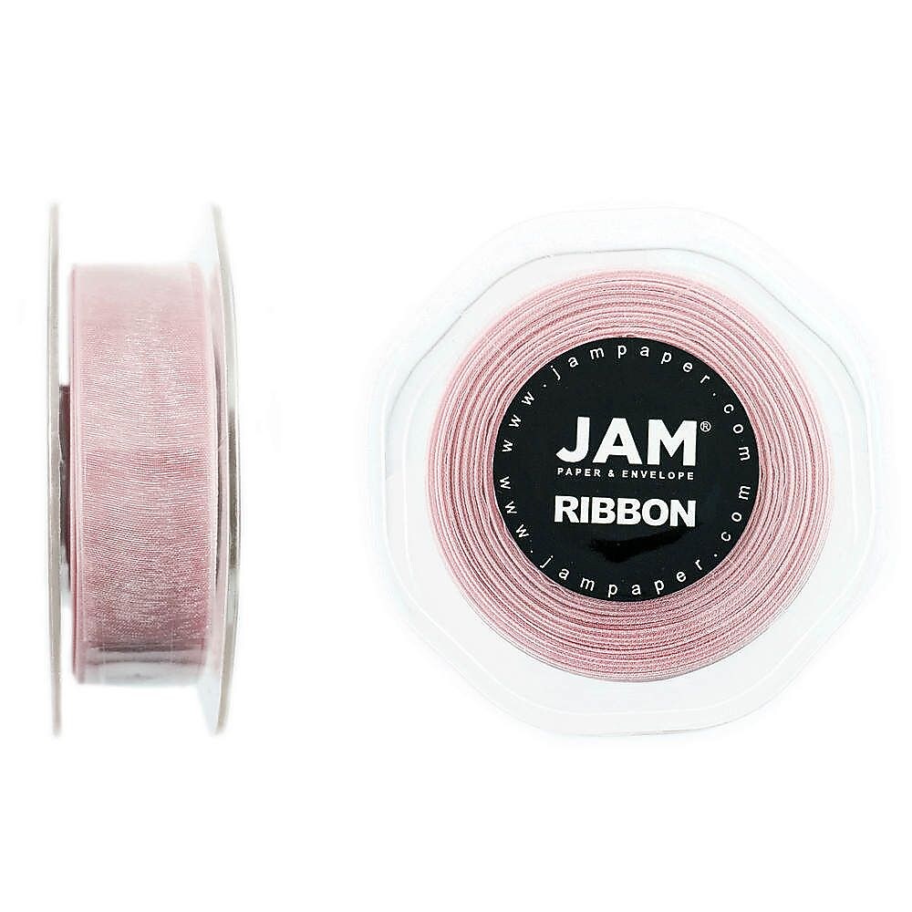 JAM Paper Sheer Organza Ribbon, Light Pink (807SHltpi25)