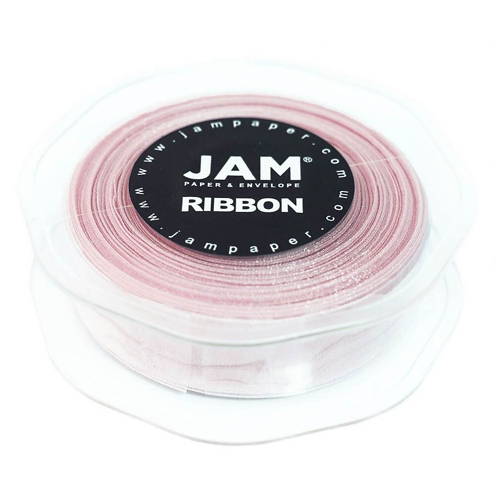 JAM Paper Sheer Organza Ribbon, Light Pink (807SHltpi25)