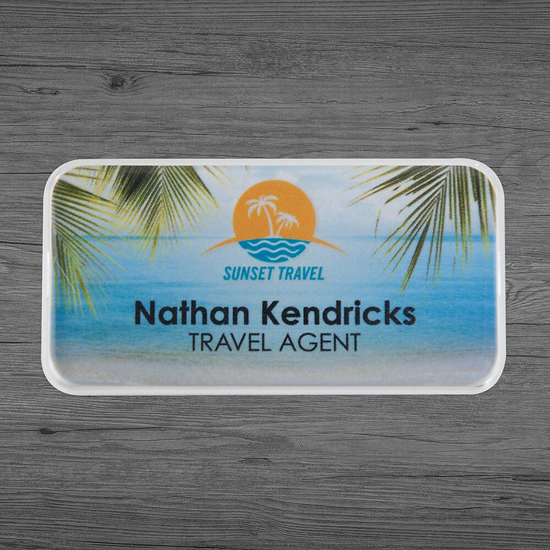 Full Color Snap-On Name Badge, 1-1/2" x 3", Qty 1