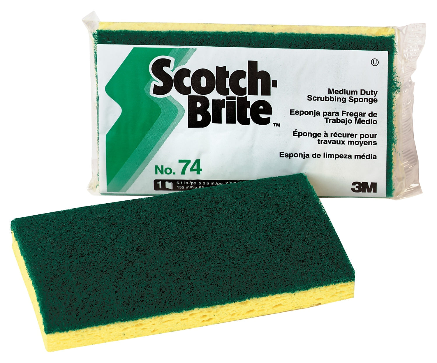 Scotch-Brite Sponge with Scrubber, Green/Yellow (74)