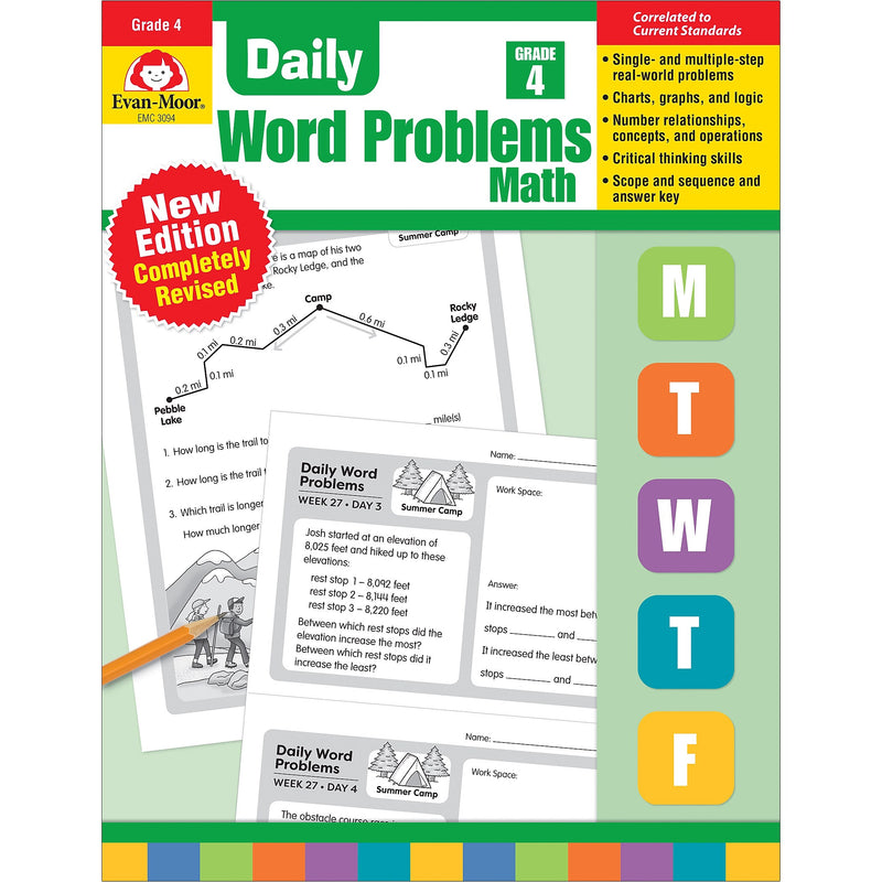 Daily Word Problems Math, Grade 4, Paperback (9781629388588)