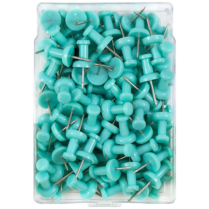 JAM Paper Push Pins, Teal, 2 Packs of 100 (22432067A)