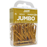 JAM Paper Jumbo Paper Clips, 2" Capacity, Gold, 75 Clips/Pack, 2/Pack (21832060a)