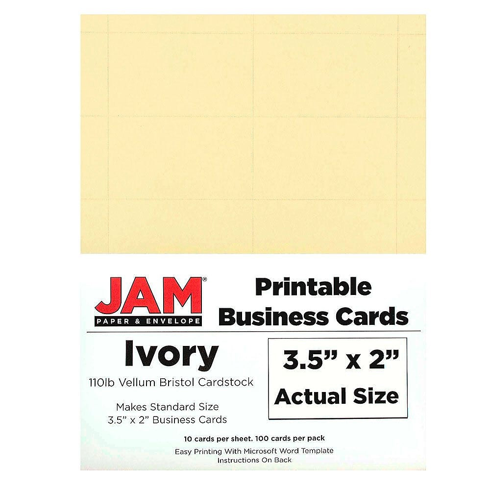 JAM Paper® Printable Business Cards, 3 1/2 x 2, Ivory Vellum, 100/Pack (22130976)