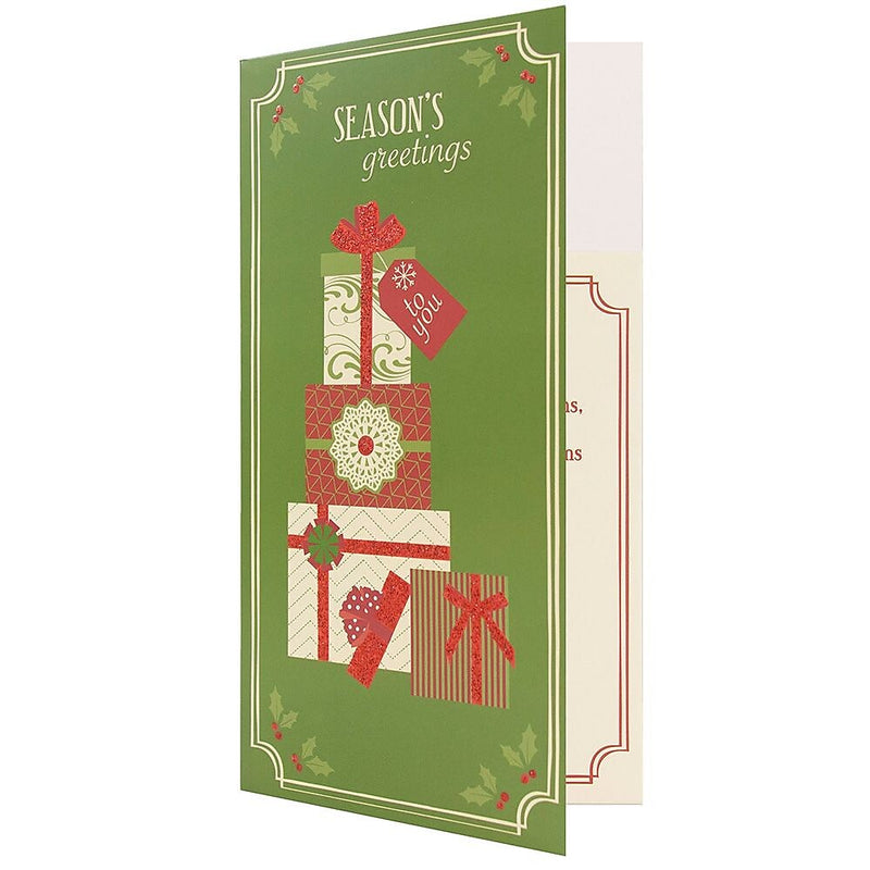 JAM Paper® Christmas Money Cards Set, Seasons Greetings Gifts, 6/Pack (95231613)