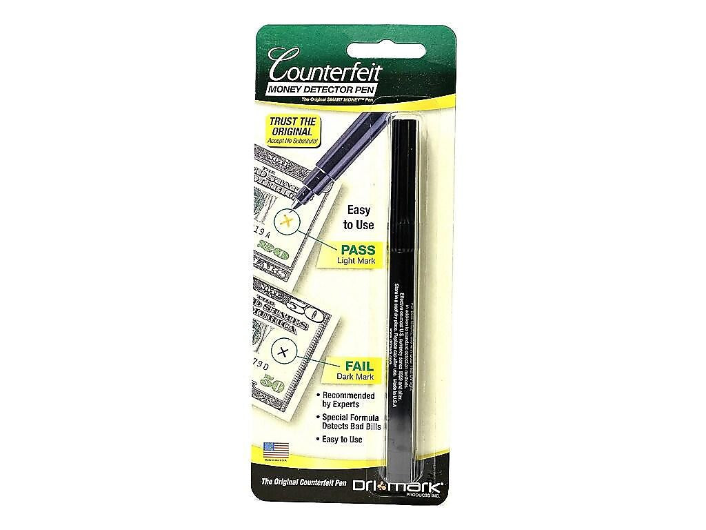 Dri Mark Counterfeit Pens, Black, 6/Pack (78069-PK6)