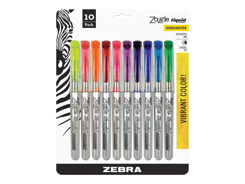 Zebra Zazzle Liquid Highlighters, Chisel, Assorted, 10/Pack  (ZEB71111)
