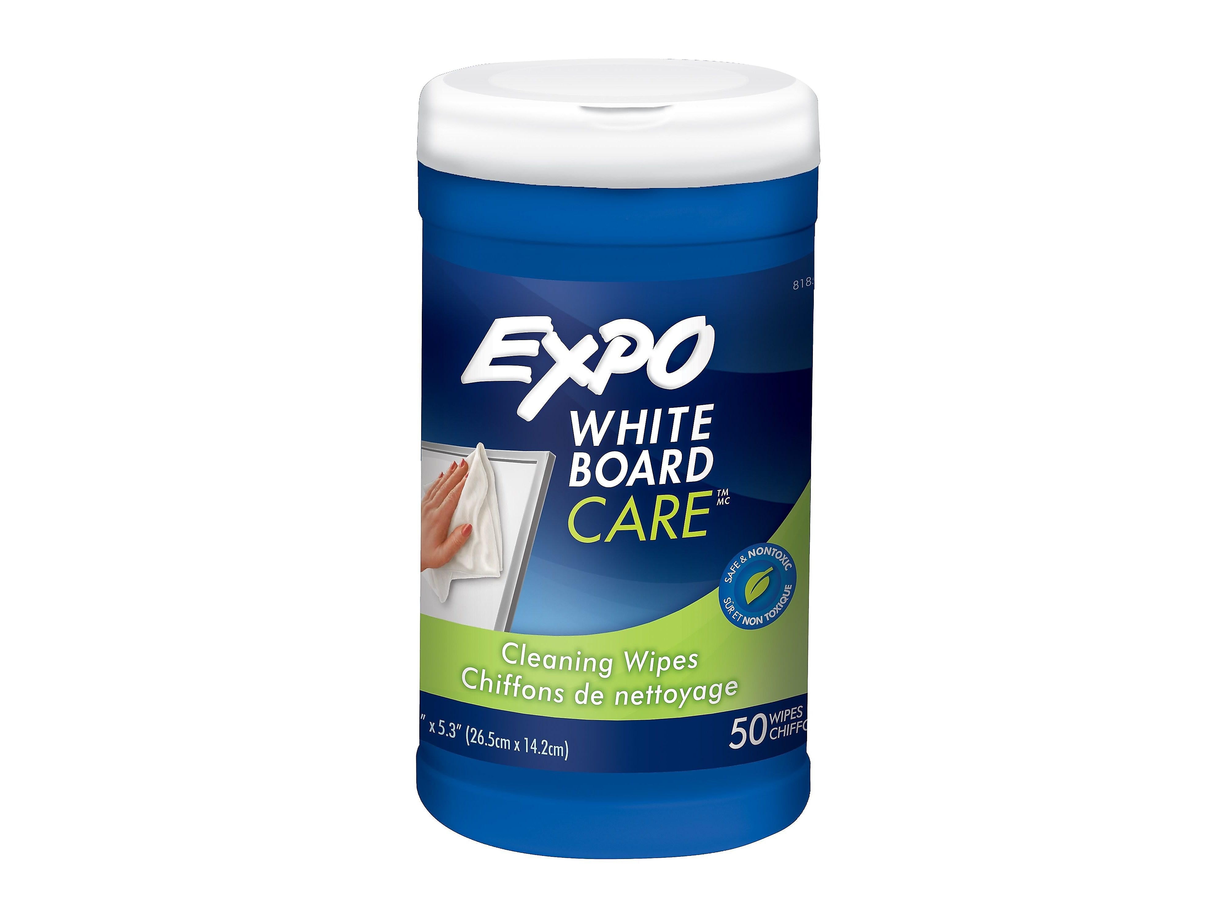 Expo Whiteboard Care Dry Erase Wipes, 5.5" x 10", White, 50/Container (81850)