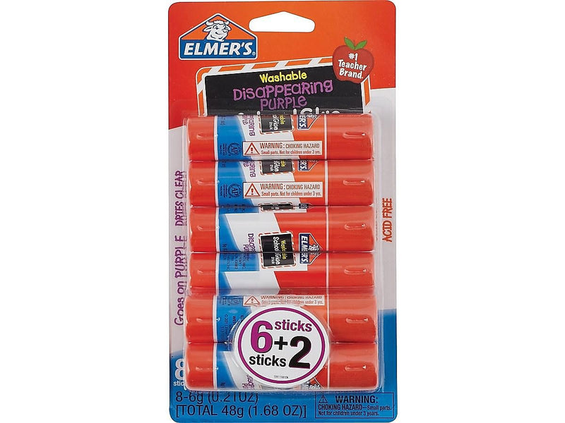 Elmer's School Glue Sticks, 0.21 oz., Purple, 6/Pack (E1591/E1560)