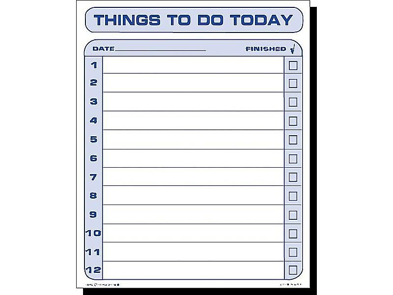 TOPS Things To Do Today Memo Pad, 8.5" x 11", White, 100 Sheets/Pad (TOP 2170)