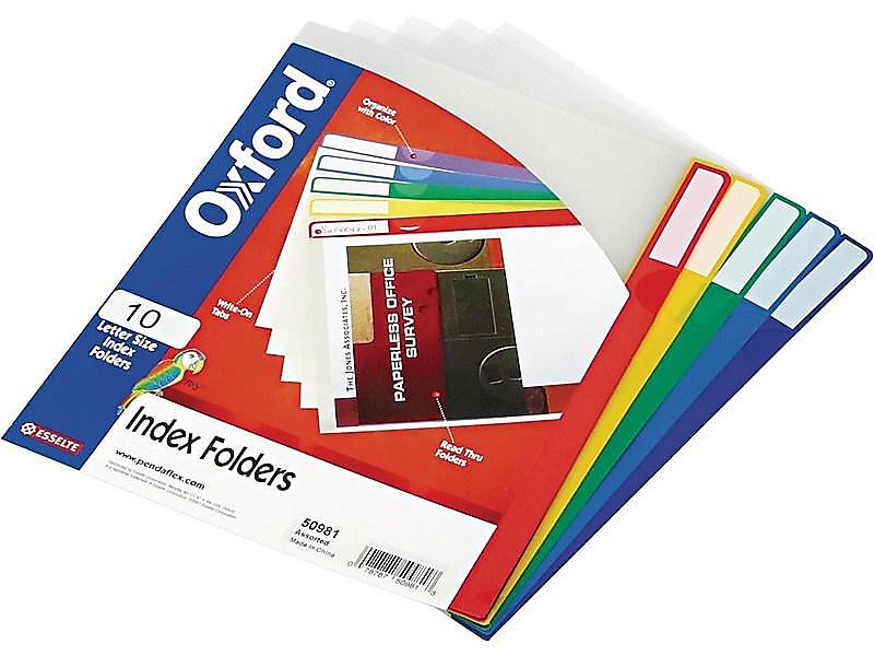 Pendaflex File Folder Folders, 2/5-Cut Tab, Left Position, Letter Size, Multicolor, 10/Pack (50981EE)