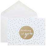 JAM Paper® Blank Greeting Cards Set, Thinking of You, Gold Tiny Dot, 10/Pack (D41111NGLMB)