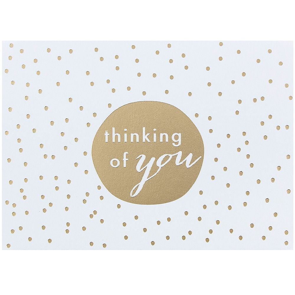 JAM Paper® Blank Greeting Cards Set, Thinking of You, Gold Tiny Dot, 10/Pack (D41111NGLMB)