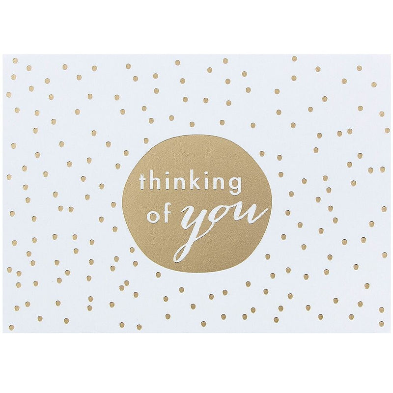 JAM Paper® Blank Greeting Cards Set, Thinking of You, Gold Tiny Dot, 10/Pack (D41111NGLMB)