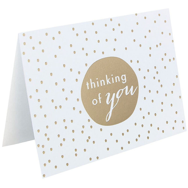 JAM Paper® Blank Greeting Cards Set, Thinking of You, Gold Tiny Dot, 10/Pack (D41111NGLMB)
