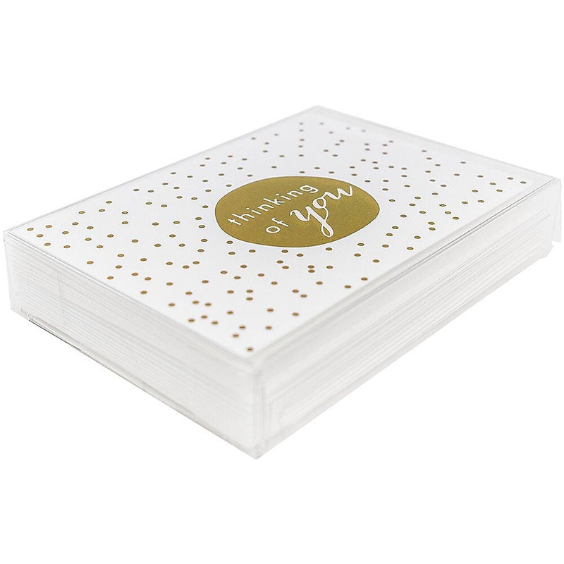 JAM Paper® Blank Greeting Cards Set, Thinking of You, Gold Tiny Dot, 10/Pack (D41111NGLMB)