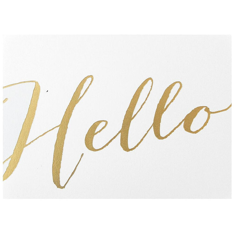 JAM Paper® Blank Greeting Cards Set, Hello, White with Gold Script, 10/Pack (D41113NGLMB)
