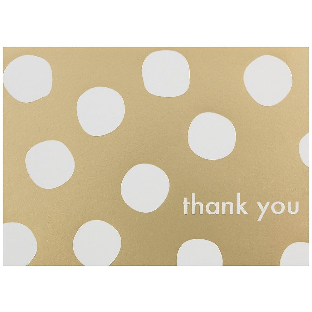 JAM Paper® Blank Thank You Cards Set, Gold Polka Dot, 10/Pack (D41109TYGLMB)