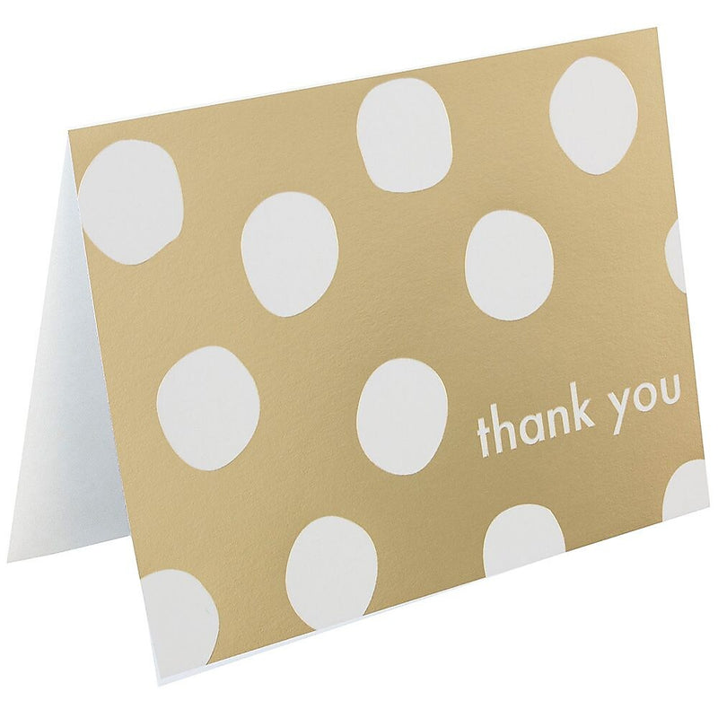 JAM Paper® Blank Thank You Cards Set, Gold Polka Dot, 10/Pack (D41109TYGLMB)