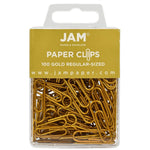 JAM Paper Paper Clips, 1" Capacity, Gold, 100 Clips/Pack, 2/Pack (21832058a)