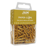 JAM Paper Paper Clips, 1" Capacity, Gold, 100 Clips/Pack, 2/Pack (21832058a)