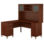 Bush Furniture Somerset 60"W L Shaped Desk with Hutch, Hansen Cherry (SET002HC)