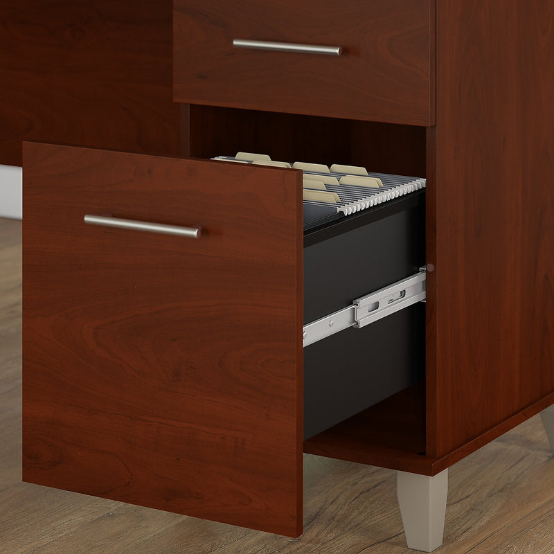 Bush Furniture Somerset 60"W L Shaped Desk with Hutch, Hansen Cherry (SET002HC)