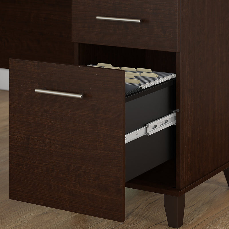 Bush Furniture Somerset 60"W L Shaped Desk with Storage, Mocha Cherry (WC81830K)