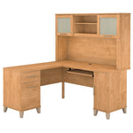 Bush Furniture Somerset 60"W L Shaped Desk with Hutch, Maple Cross (SET002MC)