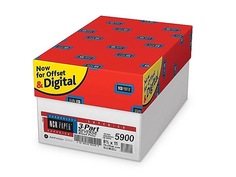 Appleton NCR Superior 8.5" x 11" 3-Part Reverse Carbonless Paper, 501 Sheets/Ream, 10 Reams/Carton (5900NCASE)
