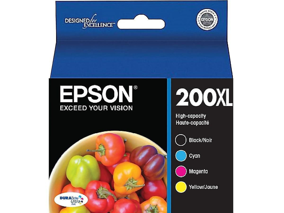 Epson T200XL Black/Cyan/Magenta/Yellow High Yield Ink Cartridge, 4/Pack (T200XL_XCS)