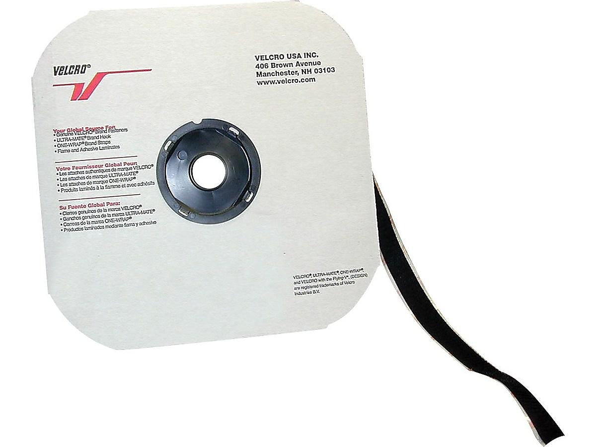 Velcro 0.75" x 900" Sticky Back Hook Fastener, Black, Each (90916)