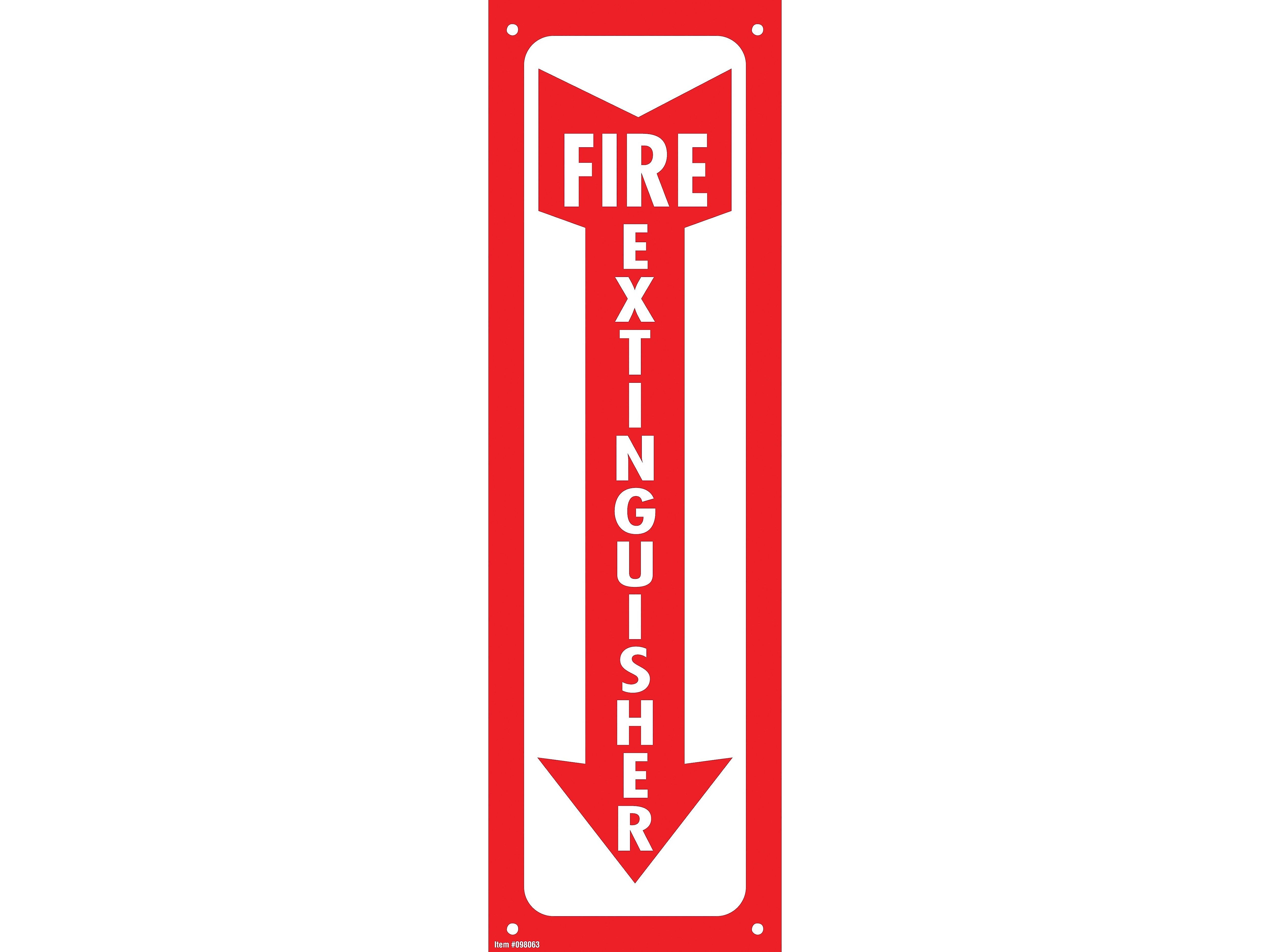 Cosco Fire Extinguisher Indoor/Outdoor Wall Sign, 4" x 13", Red/White (098063)