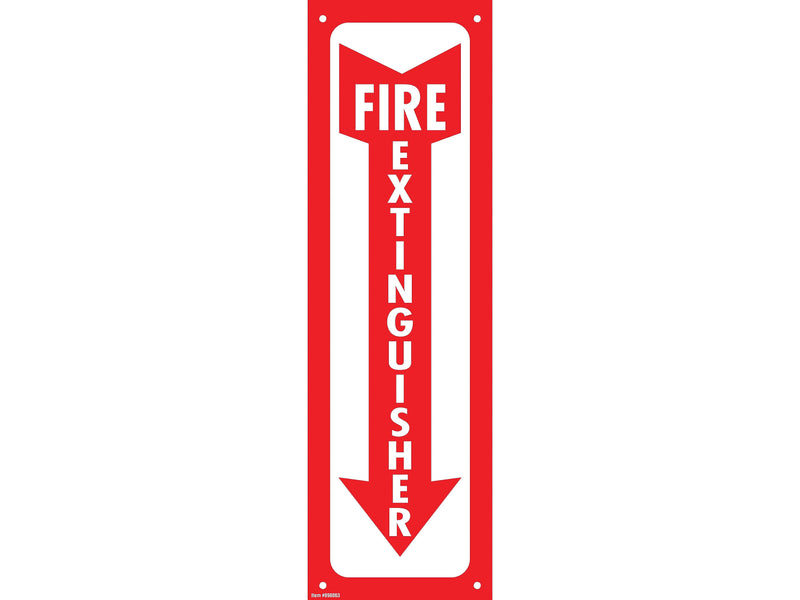 Cosco Fire Extinguisher Indoor/Outdoor Wall Sign, 4" x 13", Red/White (098063)