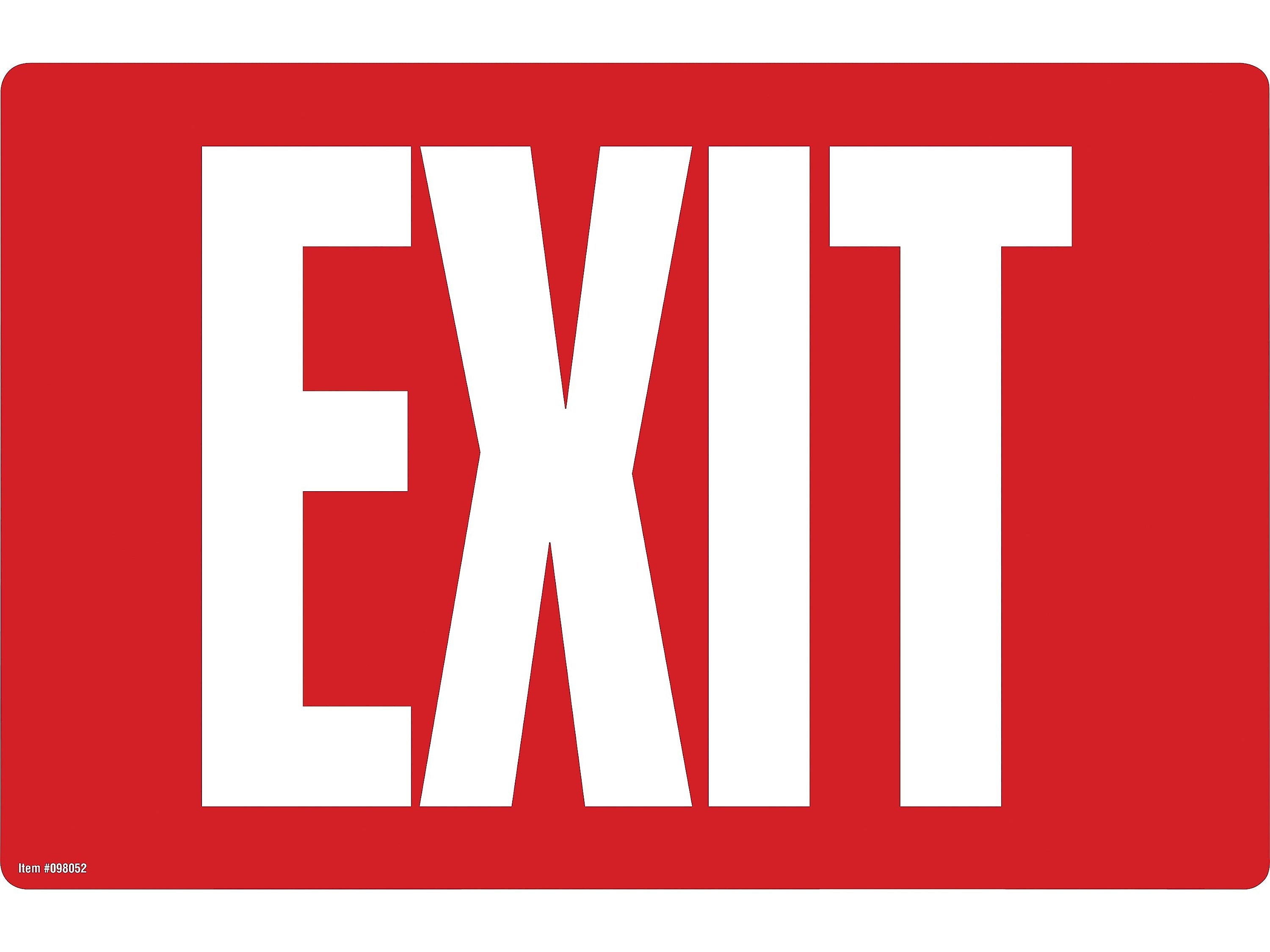 Cosco Exit Indoor Wall Sign, 12" x 8", Red/White (098052)