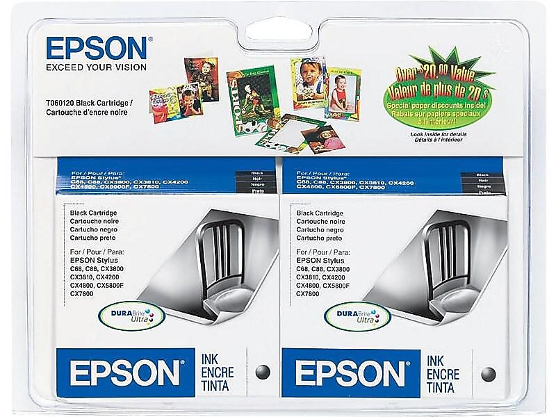 Epson T60 Black Standard Yield Ink Cartridge, 2/Pack