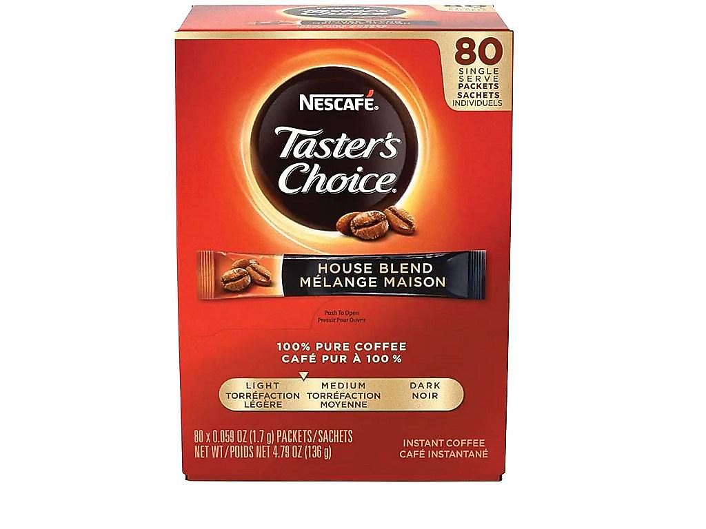 Tasters Choice House Blend Instant Coffee, Medium Roast, .07 oz. Packets, 80/Box (NES15782)