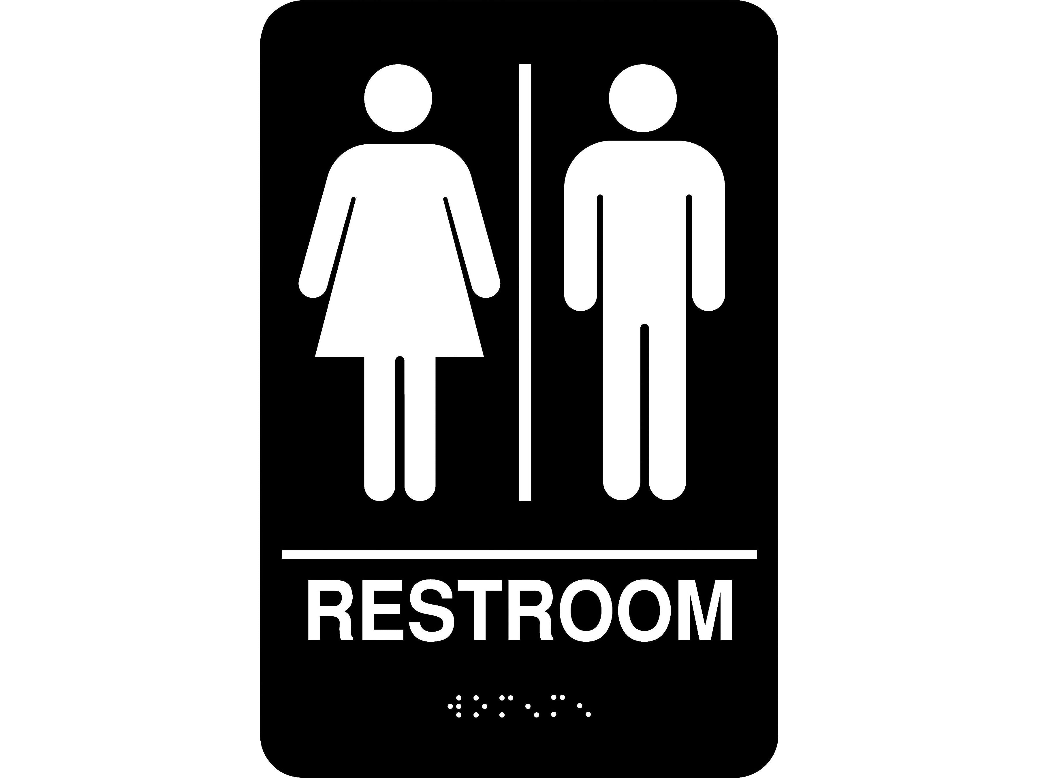 Cosco® Restroom Indoor Door Sign, 5.5" x 8.8", Black/White (098096)