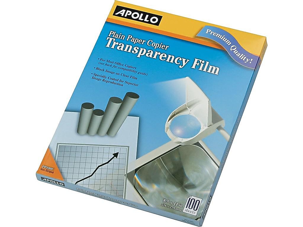 Apollo Uncoated Transparency Film, 8.5" x 11", 100/Box (PP100CE)