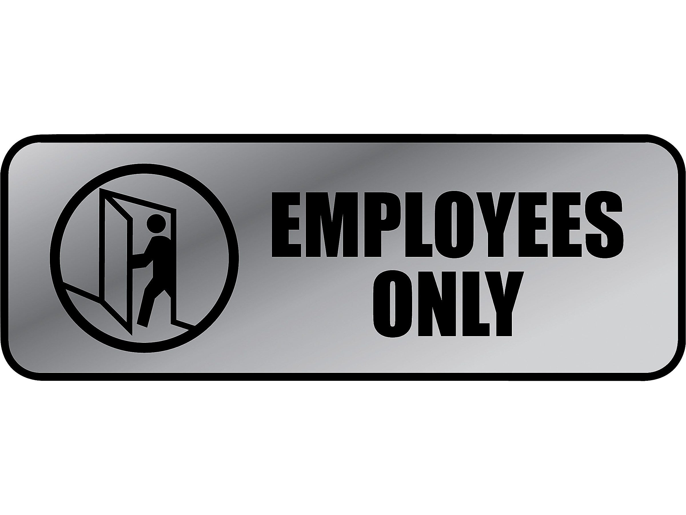 Cosco Employees Only Indoor Wall Sign, 9.2" x 3.5", Gray/Black (098206)
