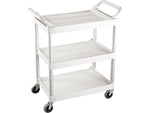 Rubbermaid 3-Shelf Plastic/Poly Mobile Utility Cart with Swivel Wheels, White (FG342488OWHT)