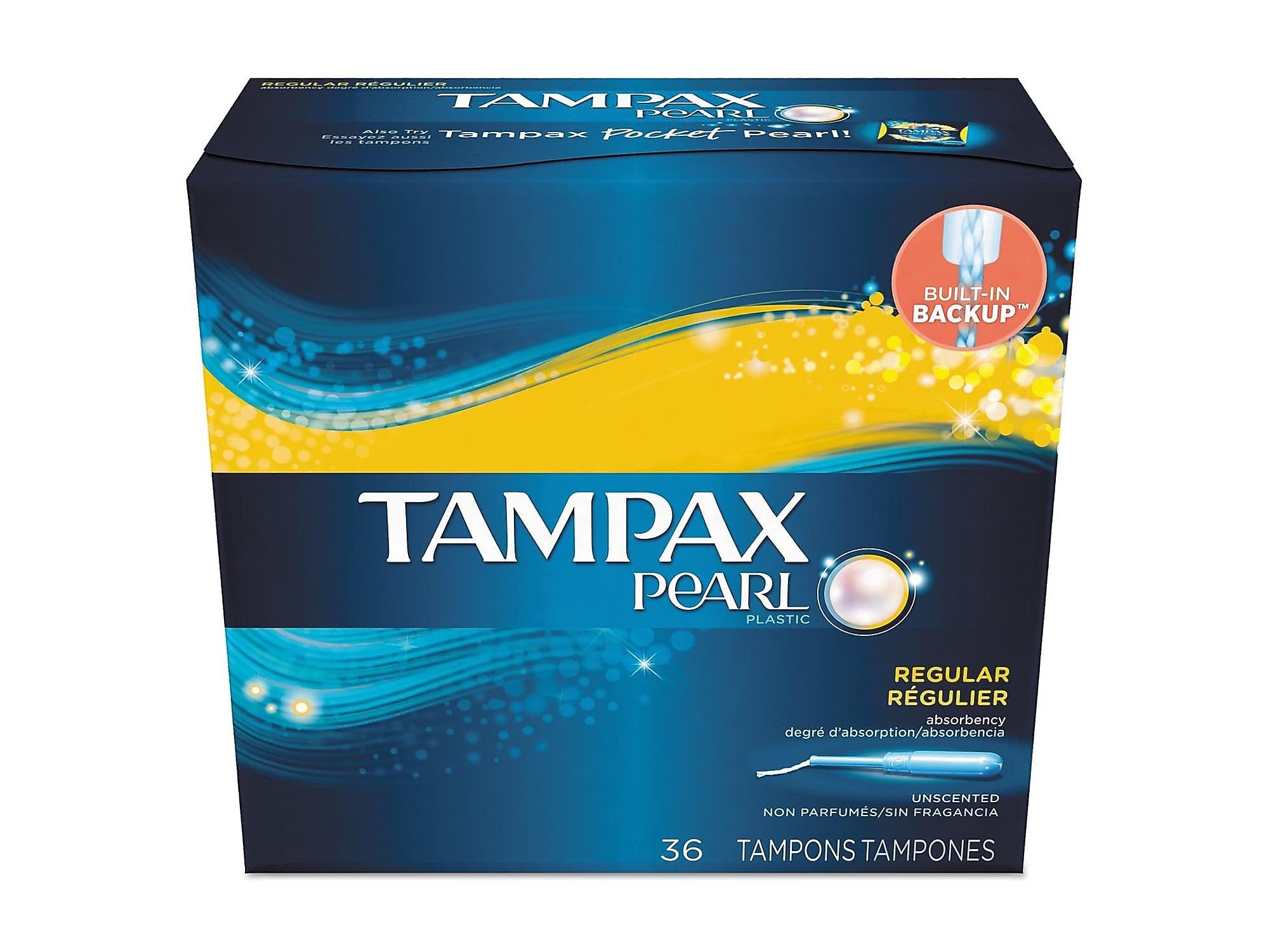 Tampax Pearl Regular Absorbency Tampons, 36 Tampons/Box, 12 Boxes/Carton (PGC71127)