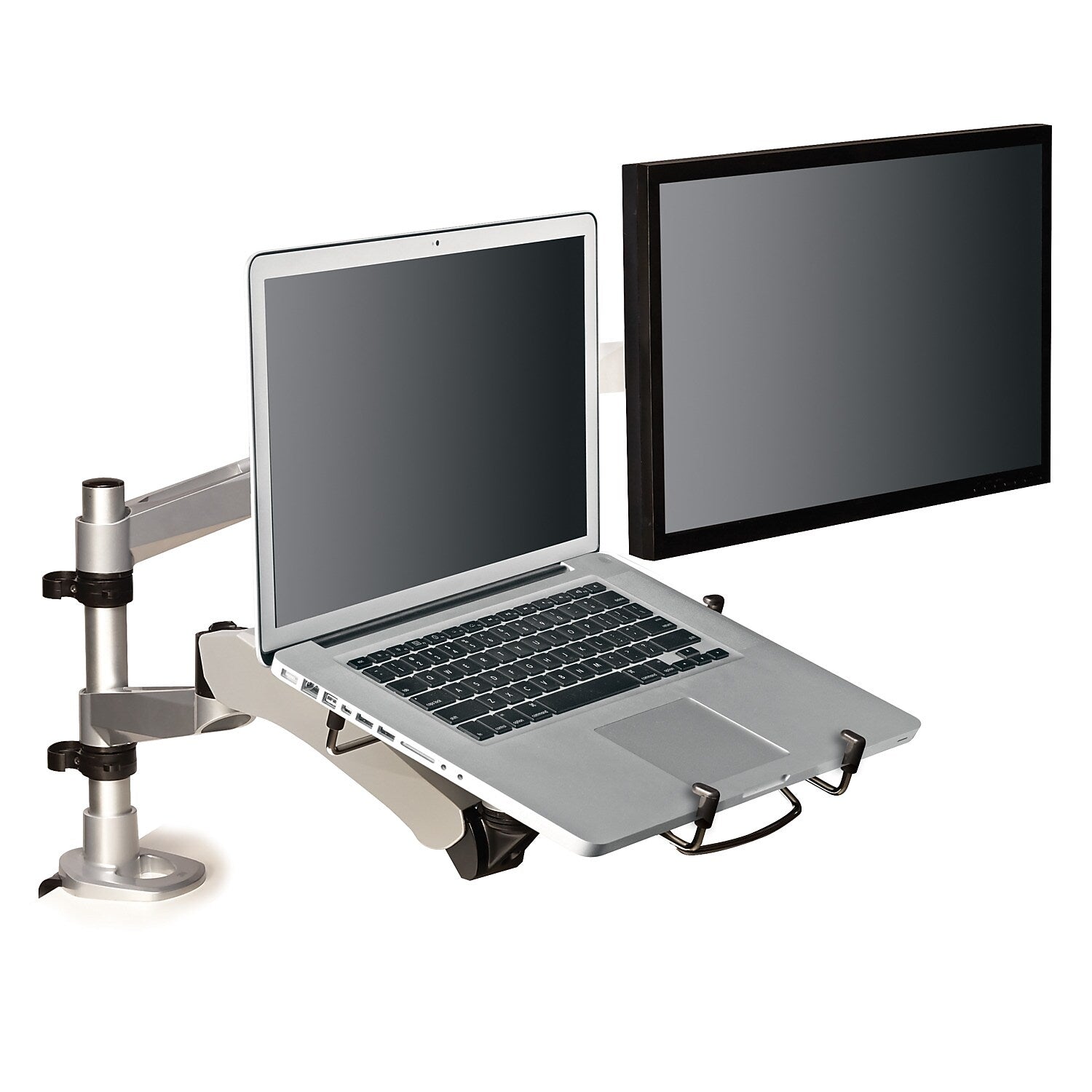 3M™ Dual Monitor Arm, Grab Monitor to Adjust Height, Tilt, Swivel, Rotate, Holds Monitors Up to 20 lbs. and ≤27" (MA265S)
