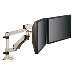 3M™ Dual Monitor Arm, Grab Monitor to Adjust Height, Tilt, Swivel, Rotate, Holds Monitors Up to 20 lbs. and ≤27" (MA265S)